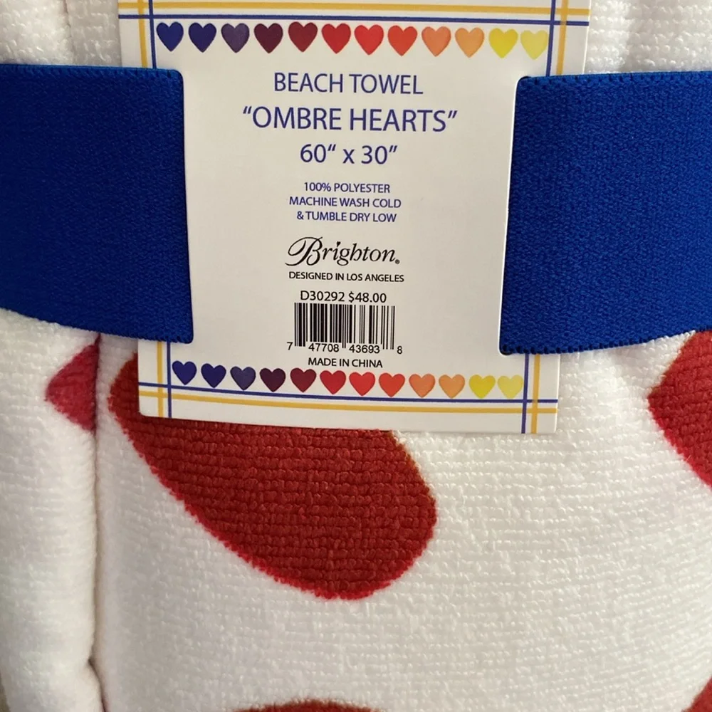 SALE half off Brighton Ombré Heart Pattern Beach Towel 60” X 30” msrp $48 - Picture 3 of 4